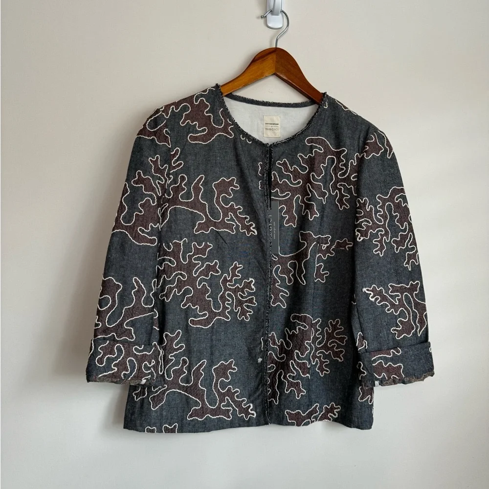 Embroidered Crew Neck Jacket - Picture 3 of 13